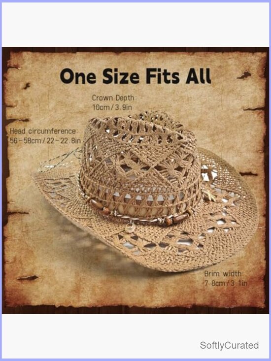 Straw Cowboy Hat with Flexible Brim for Festivals
